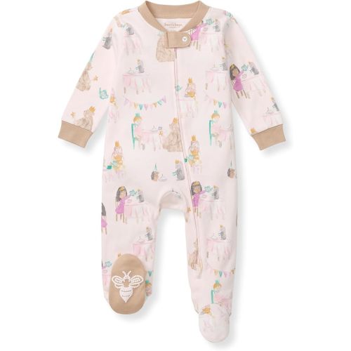 Burt's Bees Baby Baby Girls' 100% Organic Cotton Zip Front One-Piece Sleep & Play Loose Fit Pajamas