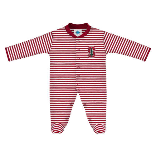 Stanford Cardinal Striped Footed Romper | College Baby