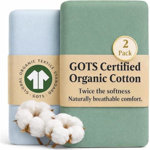 GOTS Organic Large Bedside Bassinet Sheets 35x20 for MiClassic, Milliard, Airclub, Premium Weight Turkish Cotton - Playard Sheets 36x20 Compatible with Bugaboo Stardust