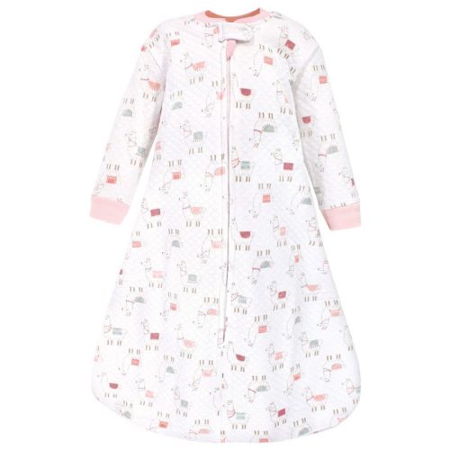 Hudson Baby Infant Girl Premium Quilted Long Sleeve Sleeping Bag and Wearable Blanket, Llama, 6-12 Months