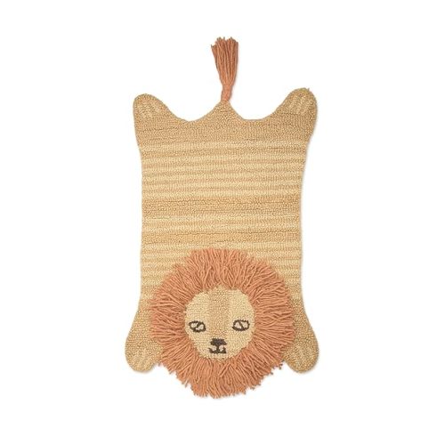Crane Baby Safari Nursery and Toddler Room Décor, Wool Floor Rug for Boys and Girls, Lion Shape, 23" x 36"