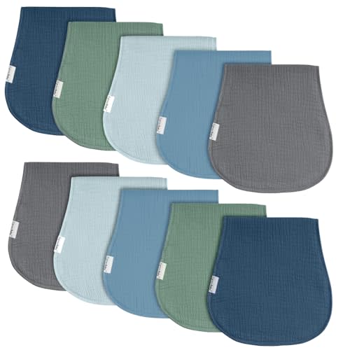 Muslin Burp Cloths for Baby,Organic Burping Cloths for Babies Boys Girls,Spit Up Rags Extra Soft and Absorbent 10 Pack