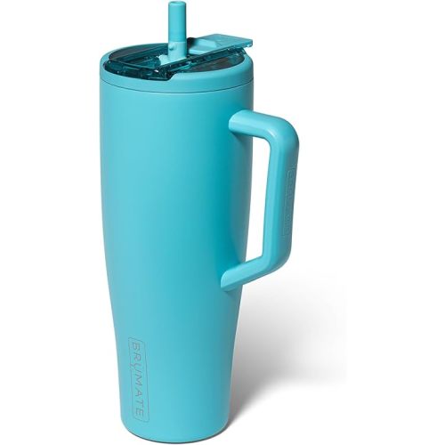 BrüMate Era Flip 40oz Tumbler with 100% Leakproof Covered Straw Lid | Hygienic Covered Straw | Insulated Stainless Steel Water Bottle with Handle | Cup Holder Friendly | BPA-Free (Curaçao)