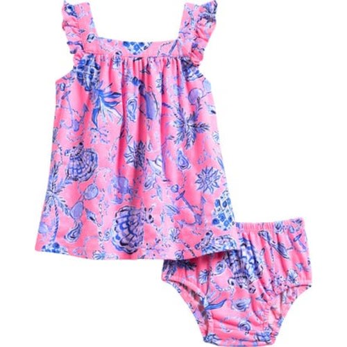 Plumeria Print Dress, 3-6M