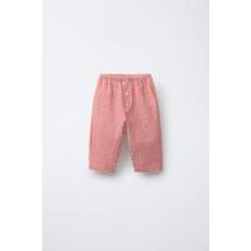 GINGHAM PANTS - Ecru / Red | ZARA United States