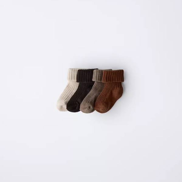 FOUR-PACK OF COLORED SOCKS IN A BOX - Brown | ZARA United States