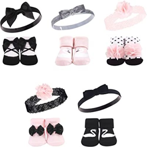 Hudson Baby Girl's Headband and Socks Giftset