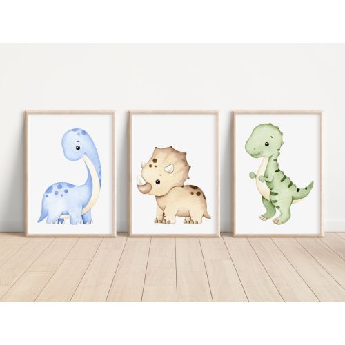 Dinosaur Wall Art Prints Dinosaur Baby Nursery Decor Set of 3 Watercolor Dinosaur Art Prints Dinosaur Nursery Art Dinosaur for Kid Room
