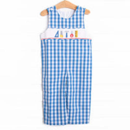 Craftsman Cutie Smocked Long Jon Jon, Blue – Stitchy Fish