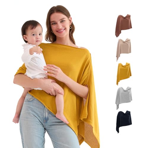Momcozy Nursing Cover for Breastfeeding, Breathable Soft Privacy Poncho, Multi-Use Nursing Shawl, Portable Breast Feeding Covers for Women, Includes Laundry Bag