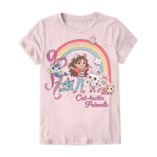 Little & Big Kid Girls Crew Neck Short Sleeve Regular Fit Gabby's Dollhouse Graphic T-Shirt