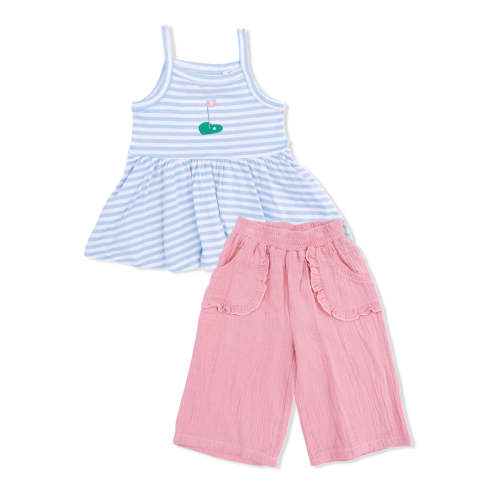 Peplum Tank & Wide Leg Pant, Striped Golf