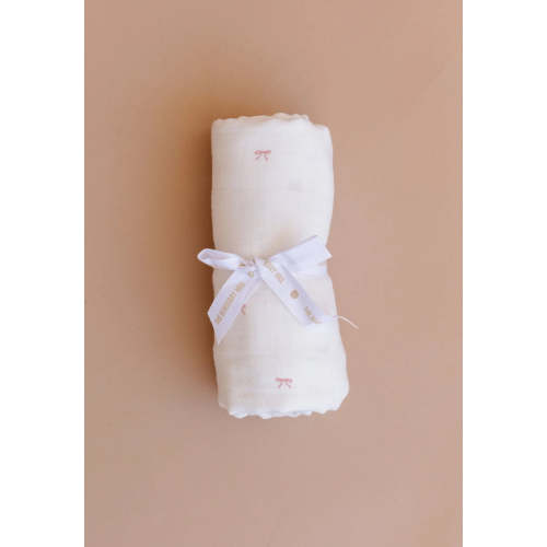 Organic Muslin Swaddle - Pink Bow