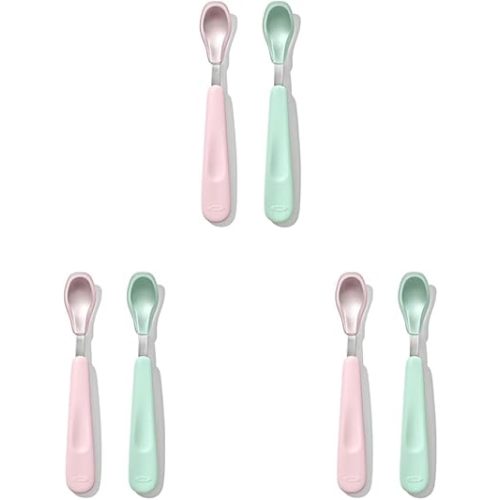 OXO Tot Feeding Spoon Set with Soft Silicone - Opal and Blossom (Pack of 3)