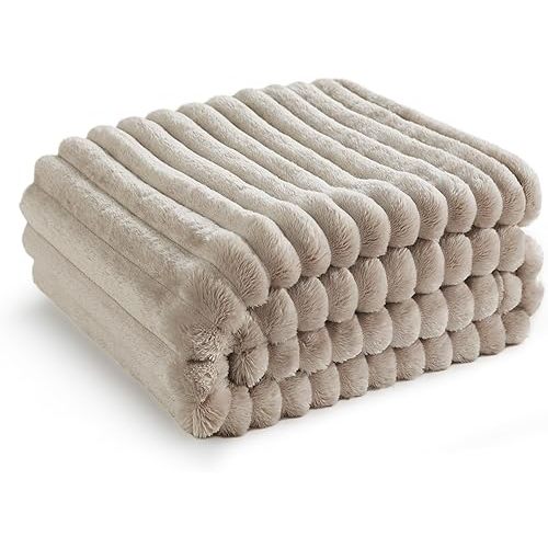 Bedsure Throw Blanket for Couch - Super Soft Cozy Blankets for Women, Cute Small Fleece Blanket for Girls, Linen, 50x60 Inches