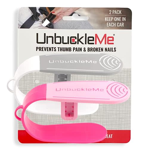 UnbuckleMe Car Seat Buckle Release Tool - Pink & Gray 2 Pack - Buy one for Each Car or Give One to a Friend