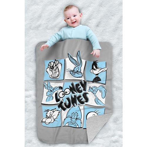 Looney Tunes The Looney Bunch Sherpa Baby Blanket, Warm Soft Cozy, Unisex for Infants Girls & Boys 30"X40"