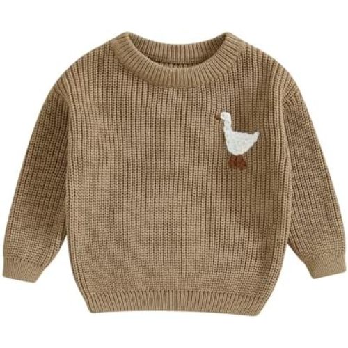 SIZE 0-3m | Infant Baby Boy Knit Sweater Rooster Goose Embroidery Crew Neck Long Sleeve Pullover Knit Shirt Winter Clothes