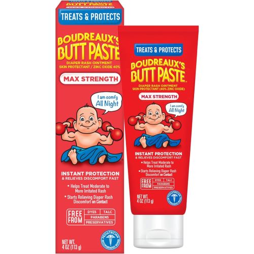 Boudreaux's Butt Paste Maximum Strength Diaper Rash Cream, Ointment for Baby, 4 oz Tube - 4 Ounce