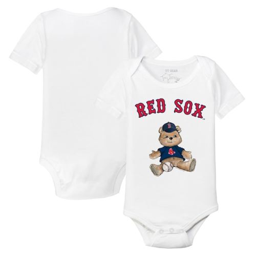 Infant Boston Red Sox Tiny Turnip White Teddy Boy Bodysuit