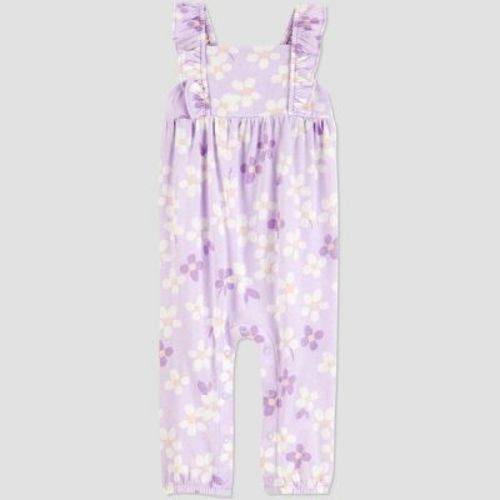 Carter's Just One You®️ Baby Girls' Floral Ruffle Romper- Purple Newborn