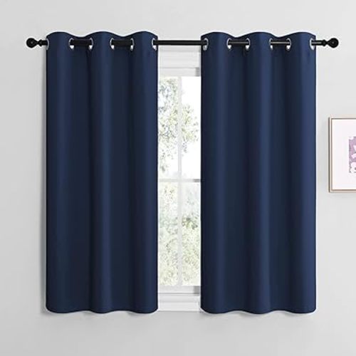 NICETOWN Blackout Curtain Panels, Window Treatment Energy Saving Thermal Insulated Solid Grommet Blackout Drapes/Draperies (Navy, 1 Pair, 42 by 48-inch)