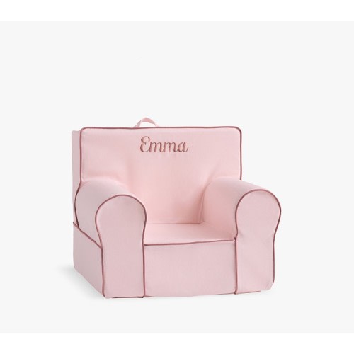 Anywhere Chair®, Pearl Twill with Soft Berry Piping