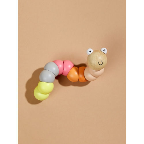 Wiggly Wooden Worm by MudPie in pink | Tullabee