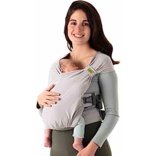 Boba Bliss Hybrid Baby Carrier Newborn to Toddler - 2-in-1 Baby Wrap & Baby Carrier - No-Tie Baby Sling - Certified Hip-Healthy Baby Wraps Carrier - Soft & Stretchy Baby Sling - 7-35 lbs (Grey)