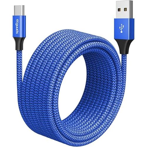 etguuds USB C Cable [20ft/6m], 1-Pack, Long USB-A 2.0 to USB-C Cable, Fast Charging Type C Charger Cord Nylon Braided for Samsung Galaxy Note, LG, Moto, Pixel, Switch, and Other USB C Devices