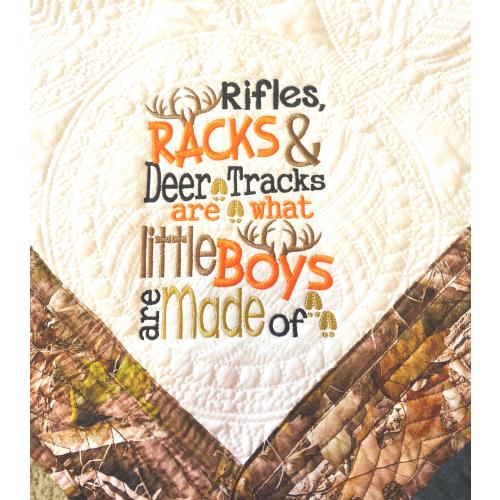 Embroidered Camo Baby Quilt: Personalized Hunting Theme, Cotton Crib Quilt