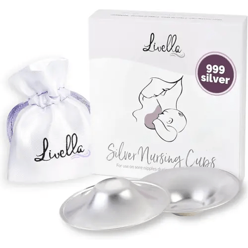 Original Silver Nursing Cups - Made in Germany with 999 Silver - Universal Fit - Protect and Soothe Sore Nipples - Silver Nipple Shields for Breastfeeding - FDA-Registered