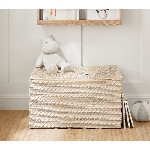 Quinn White Washed Lidded Storage for Toys | Pottery Barn Kids