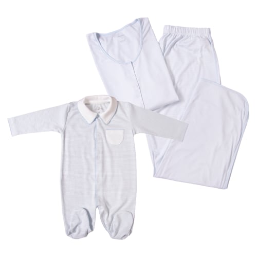 Mom and me Nursing PJ and Footie Pima Gift Set Light blue stripes