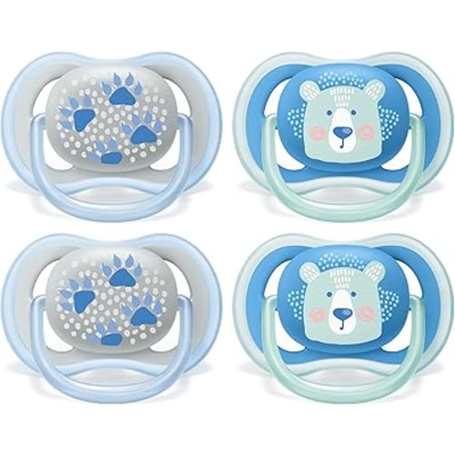 Philips AVENT Ultra Air Pacifier, 6-18 Months, Bear/paw, 4 Pack, SCF085/09