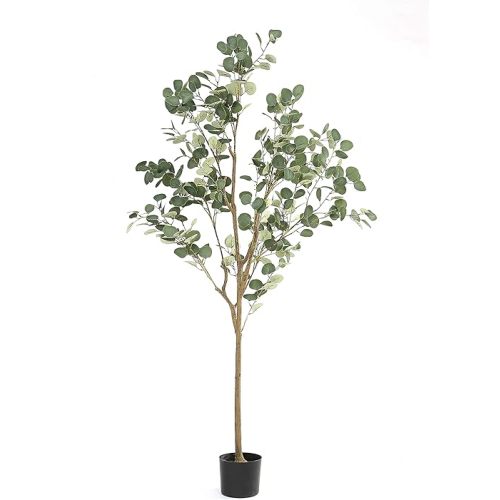 Artificial Tree Plant Eucalyptus Tree 6FT Tall, Modern Large Fake Plant Decor in Pot for Indoor Outdoor,Home Office Perfect Housewares Gift Decoration, 71 in Eucalyptus Tree