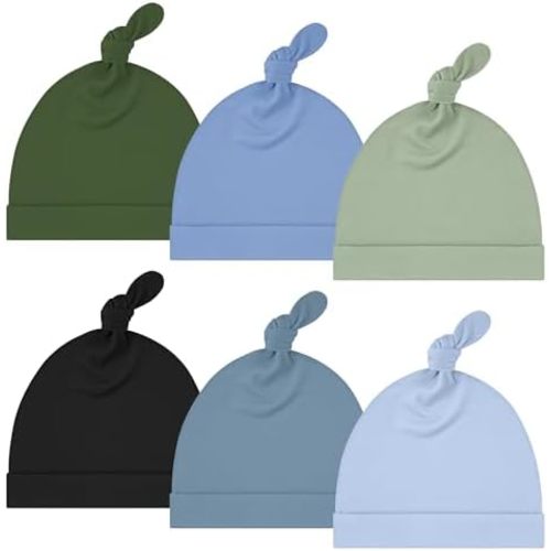 Yoofoss 6 Pack Baby Newborn Hats, Soft & Stretchy Knot Beanie Hats for Infant, Baby Caps 0-6 Months for Boys, Girls