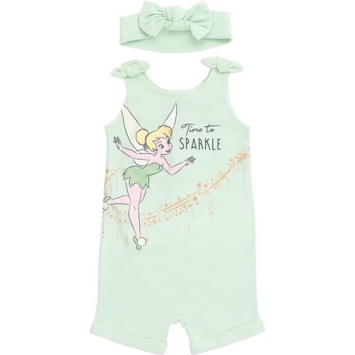 Disney Minnie Mouse Winnie the Pooh Lion King Lilo & Stitch Simba Romper and Headband Newborn to Toddler - 0-3 Months - Tinkerbell Green