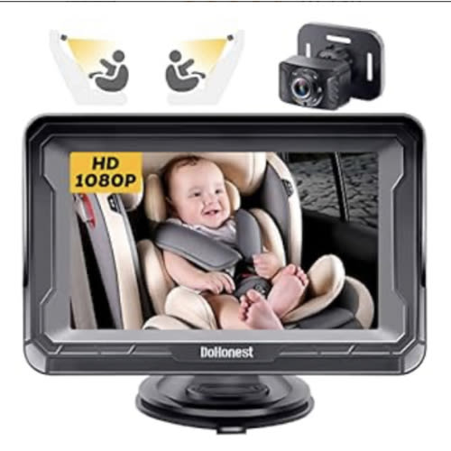 DoHonest Baby Car Camera HD 1080P - Rear-Facing Car Baby Monitor with Night Vision, Adjustable View Angle, Easy Setup, Anti-Glare Display, Safety for Kids & Infants