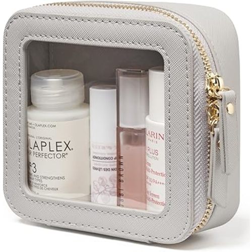 Popvibe Clear Makeup Bag Travel Cosmetic Case Transparent Toiletry Bag with Zipper, Portable Make Up Organizer Traveling Compact Car Bag for Essentials
