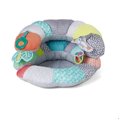 Infantino 2-in-1 Tummy Time & Seated Support - for Newborns and Older Babies, with Detachable Support Pillow and Toys, for Development of Strong Head and Neck Muscles