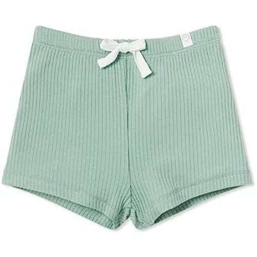MORI Baby Unisex Ribbed Shorts for Boys and Girls - Comfortable Fit Stretchy Elastic Waist Bottoms with Decorative Drawstring