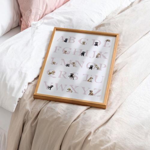 BLACK LAB and YELLOW Lab Nursery Alphabet Print | Labrador Dog Nursery Print | Puppy Nursery Decor for a Baby Girl's Room | Digital Download