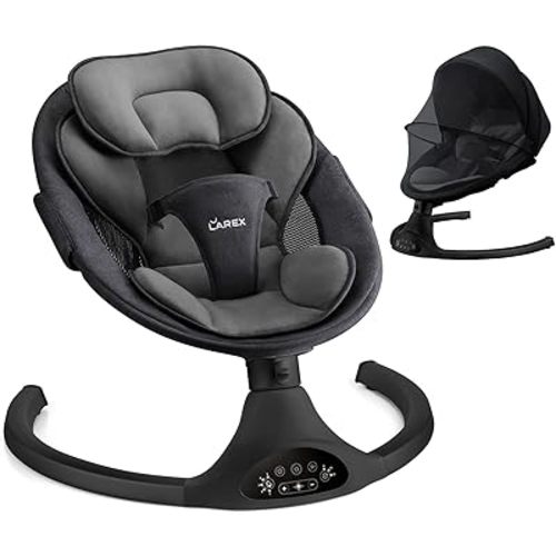 LAREX Baby Swing Infant Swing Electric Toddler Baby Rocker Portable for Newborn Boy Girl, 5 Sway Speeds with Remote Control, 10 Preset Melodies and Bluetooth, 0-6 Months Max 20 Lbs