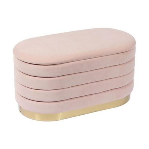 Lillian 31.5" Performance Velvet Storage Bench Blush