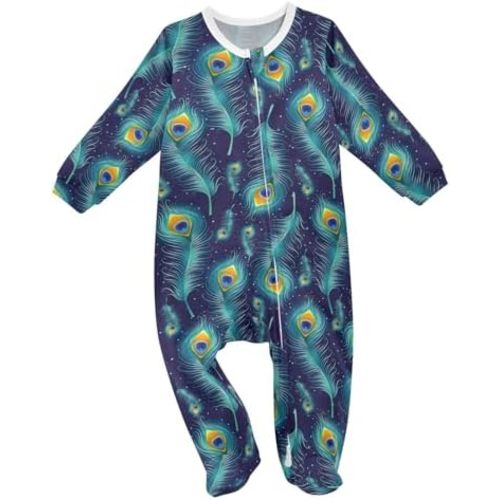 vvfelixl Green Scarf Reindeer Baby Sleepers for Girl Boys Newborn Baby Play One-Piece Footies for 0-3 Months
