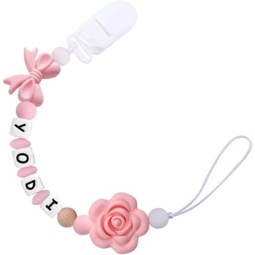 Personalize Name Pacifier Clips Holder,Custom Pacifier Chain with Name for Boys and Girls (B)