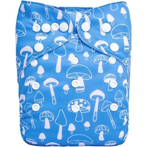 ALVABABY Baby Cloth Diapers One Size Adjustable Washable Reusable for Baby Girls and Boys 1 Pack with 2 Inserts YDP215-2TA