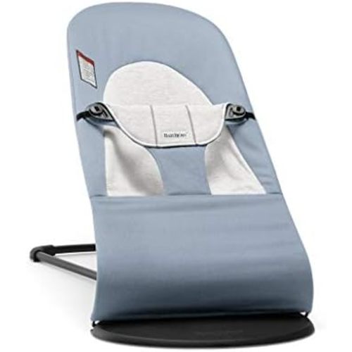 BabyBjörn Bouncer Balance Soft, Cotton/Jersey, Blue/Gray, 2-in-1 Adjustable Baby Bouncer Seat and Toddler Chair, Newborn to Toddler (8-29 lbs), 4 Positions, Lightweight & Portable