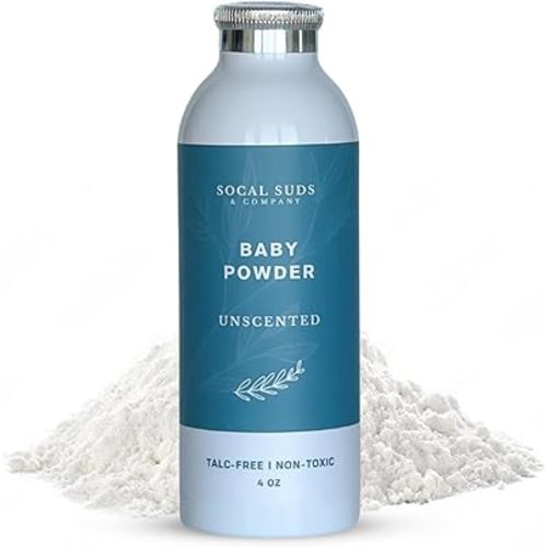 SoCal Suds & Company - Natural Baby Powder - Talc-Free Formula with Arrowroot, Kaolin, Aspen Bark Extract for Soft Soothing Sensitive Skin - Gentle Absorption - Unscented, 4oz, 2-Pack